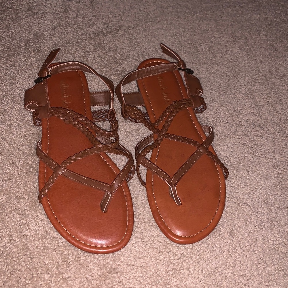 Brown braided sandals